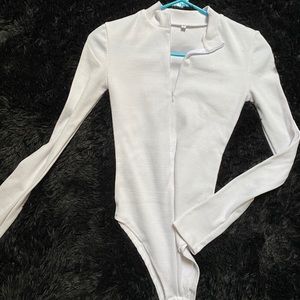 White Zip-up Bodysuit